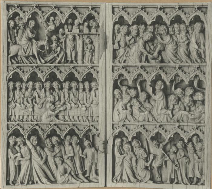Diptych, 3 registers, 5 arches across (frise d'arcatures) (Front)