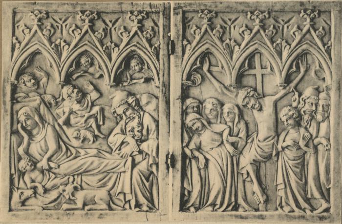 Diptych, 1 register, 3 arches across (plaquettes; frise d'arcatures) (Front)