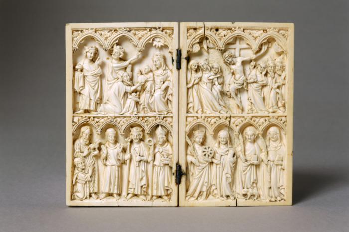 Diptych, 2 registers, 3 and 4 arches across (frise d'arcatures) (Front)