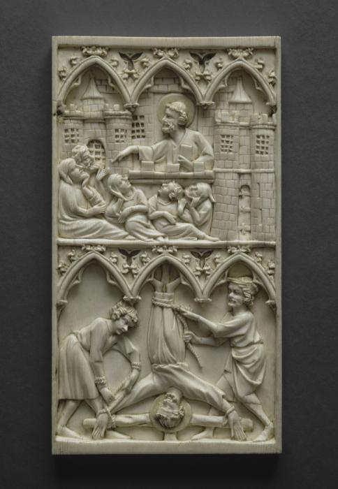 Panel (part of a polyptych), 2 registers, 3 arches across (frise d'arcatures) (Front)