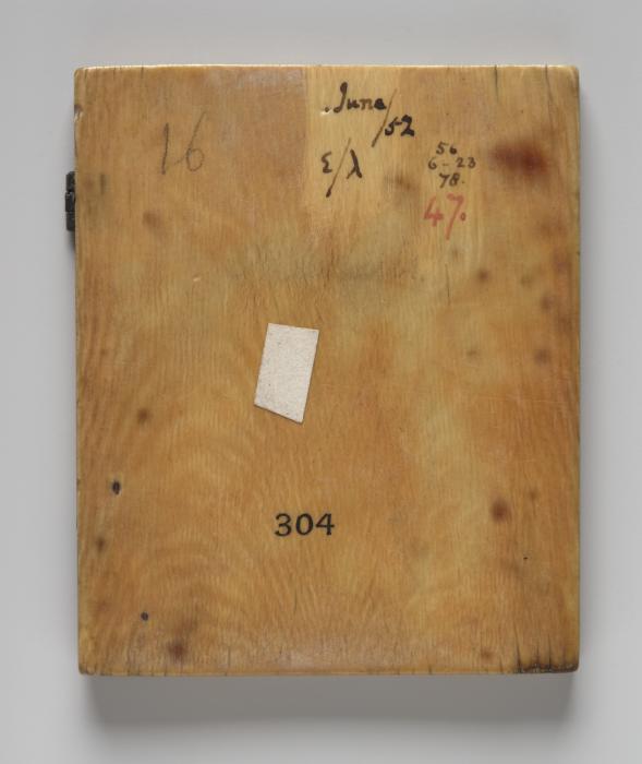 Wing, left (fragment of a diptych), 2 registers, 4 arches across (frise d'arcatures; colonnette) (Back)