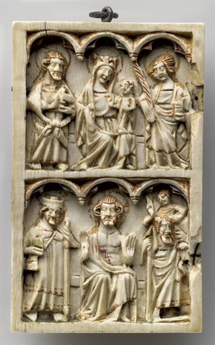 Wing, left (fragment of a diptych), 2 registers, 3 arches across (frise d'arcatures) (Front)