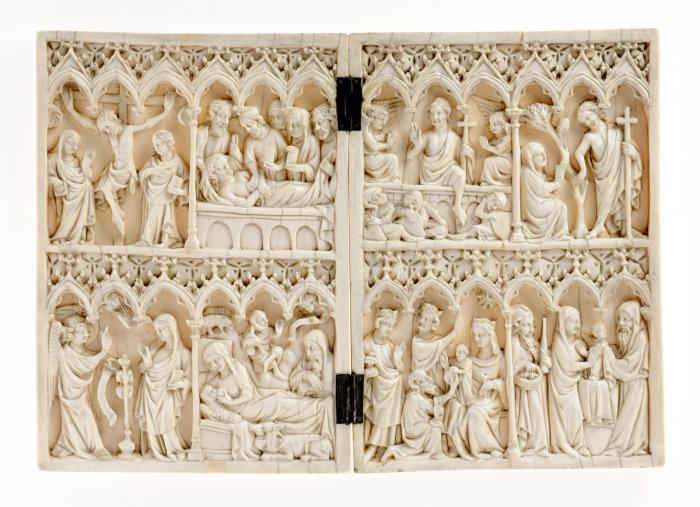Diptych, 2 registers, 6 arches across (frise d'arcature; colonnettes) (Front)