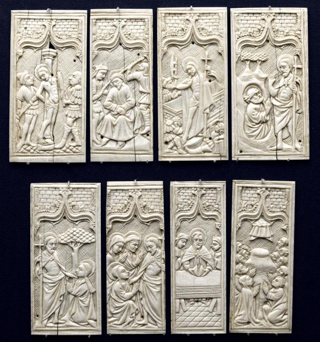 Panel (probably fragment of a box), 1 register, 1 ogee arch across (plaquette) (Front; Group)