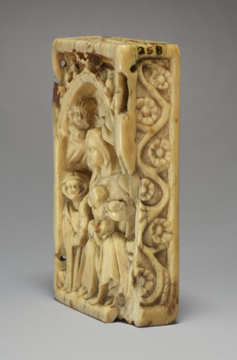 Double-sided panel (fragment of a triptych; centre panel), 1 register, 1 arch across (plaquette) (Side)