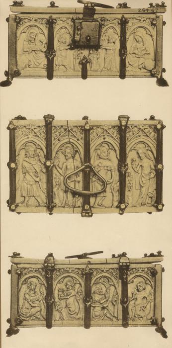 Casket (coffret; frise d'arcatures) (Body, front; lid; body, back)