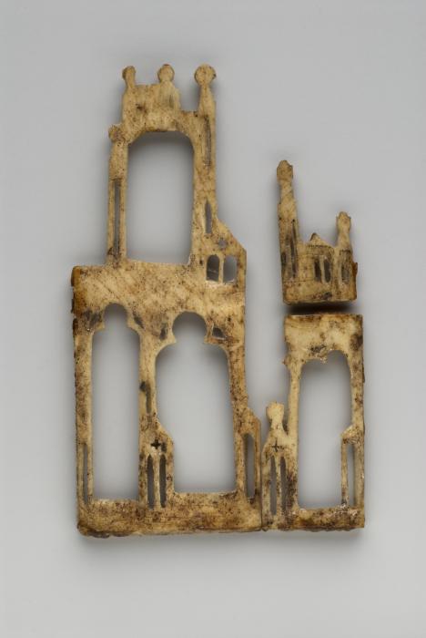 Openwork diptych, 3 registers (colonnettes; ajouré) (Back, broken fragment)