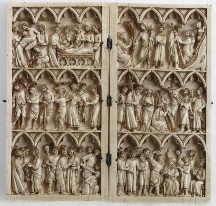 Diptych, 3 registers, 4 arches across (frise d'arcatures) (Front)
