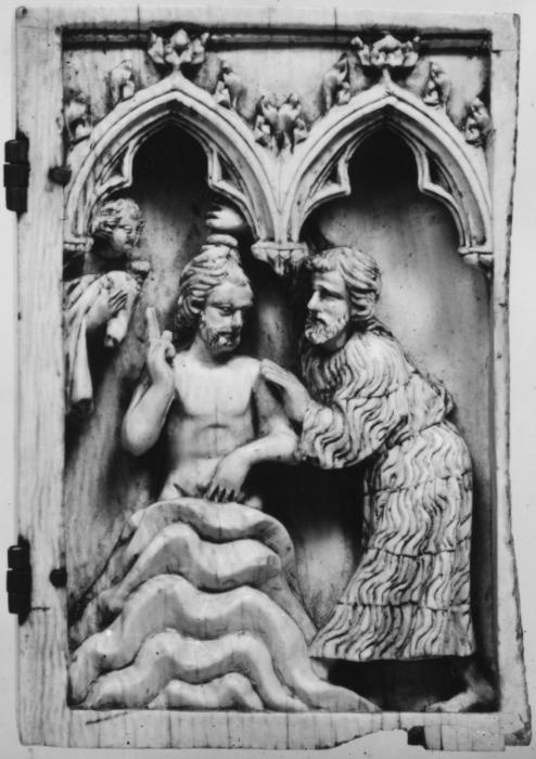 Wing, right (fragment of a diptych), 1 register, 2 arches across (plaquette; frise d'arcatures) (Front)