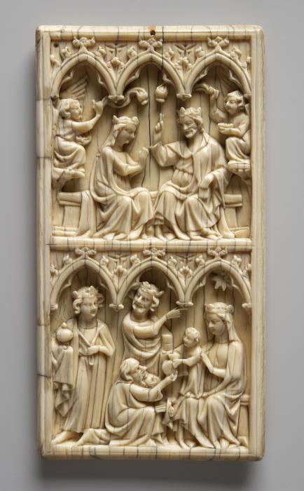 Wing, right (fragment of a diptych), 2 registers, 3 arches across (frise d'arcatures) (Front)