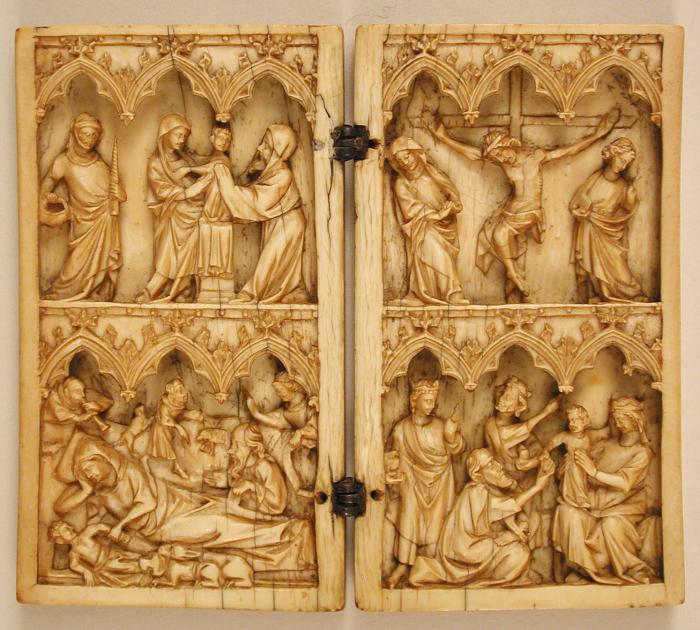 Diptych, 2 registers, 3 arches across (frise d'arcatures) (Front)