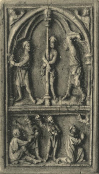 Diptych, 2 registers, 1 arch across (colonnettes) (Wing, left)