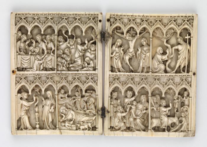 Diptych, 2 registers, 6 arches across (frise d'arcatures) (Front)
