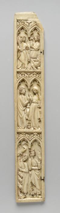 Panel (fragment of a polyptych or tabernacle), 3 registers, 2 arches across (frise d'arcatures) (Front)