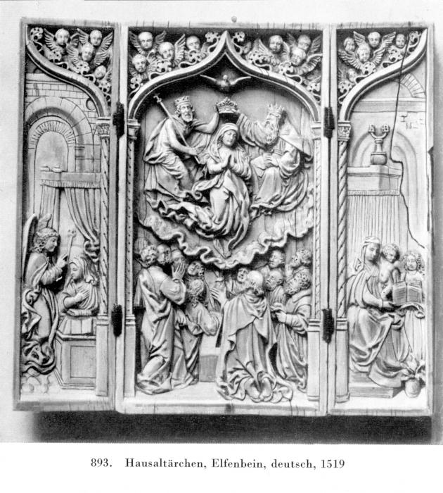 Triptych, 1 register, 1 ogee arch across (Front)