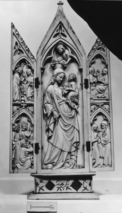 Gabled triptych, 2 registers, with base (tabernacle) (Front)