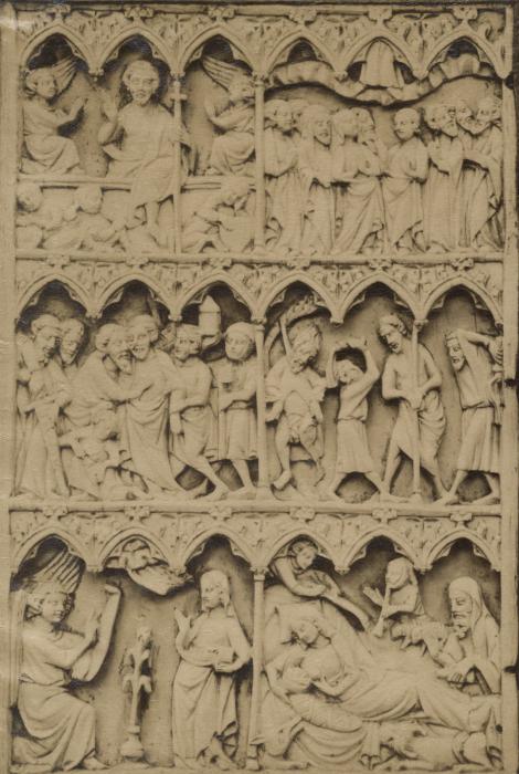Diptych, 3 registers, 6 arches across (frise d'arcatures; colonnettes) (Wing, left)