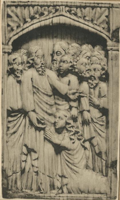Wing, left (fragment of a diptych), 1 register, 1 arch across (plaquette) (Front)