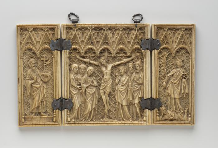 Triptych, 1 register, 2 and 6 arches across (plaquettes; colonnettes; frise d'arcatures) (Front)