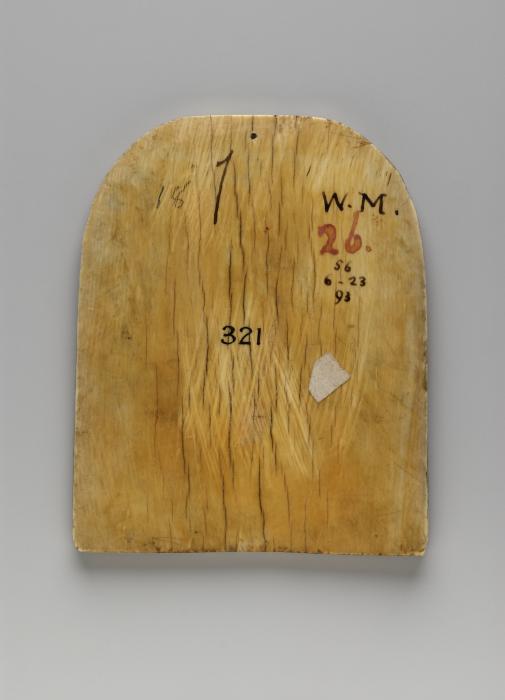 Rounded-top panel (probably once part of a pax), 1 register (baiser de paix) (Back)
