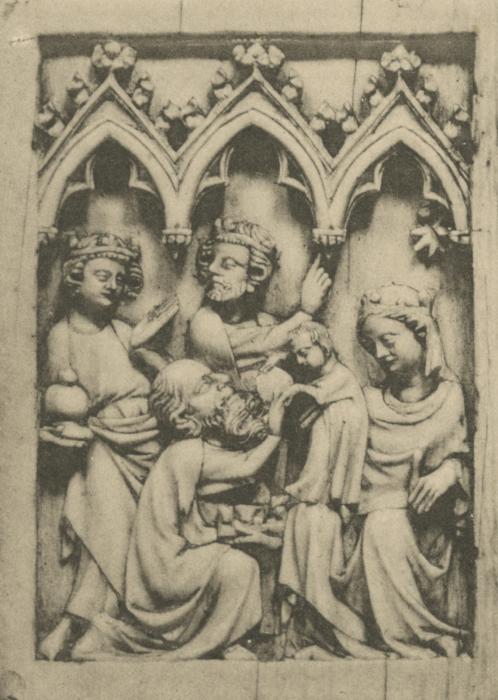 Diptych, 1 register, 3 arches across (frise d'arcatures; plaquettes) (Wing, left)