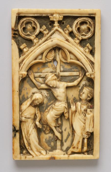 Wing, right (fragment of a diptych), 1 register, 1 arch across (plaquette) (Front)