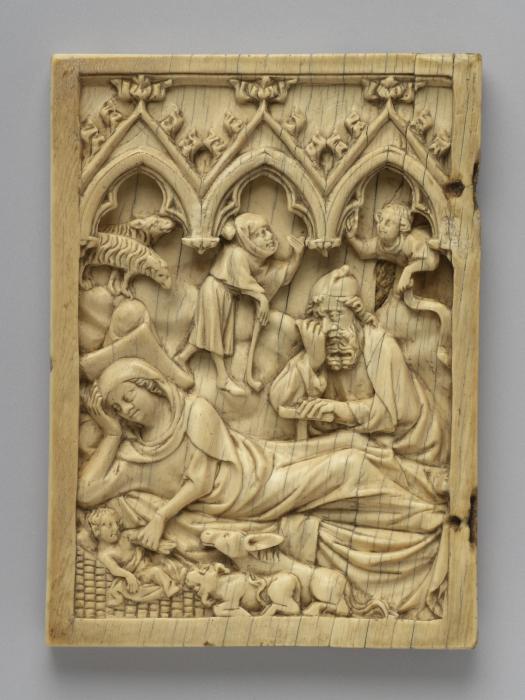 Wing, left (fragment of a diptych), 1 register, 3 arches across (plaquette; frise d'arcatures) (Front)