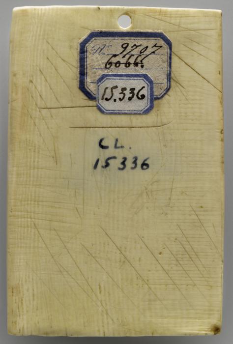 Panel (fragment of a box), 1 register, 1 ogee arch across (plaquette; colonnettes) (Back)