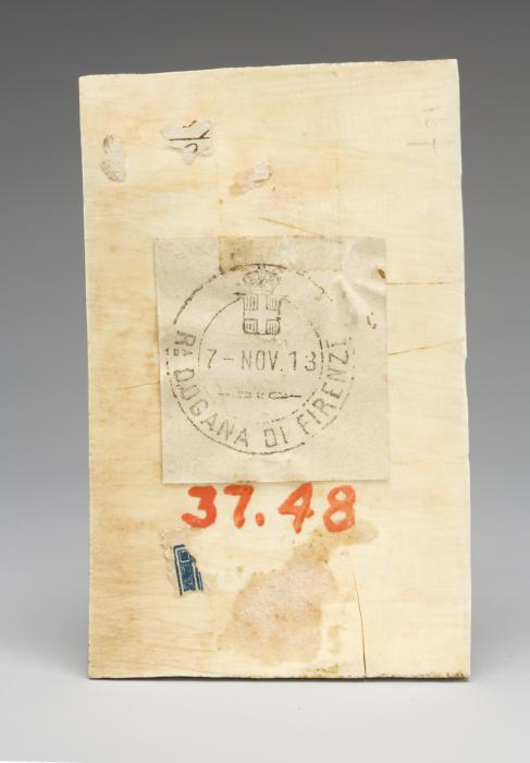 Panel (fragment of a casket), 1 register, 1 ogee arch across (coffret) (Back)