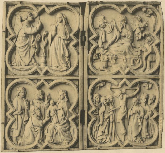 Diptych, 2 registers, with quatrefoils (quatre-feuilles) (Front)