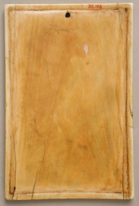 Writing tablet, 2 registers, 2 arches across, bands of rosettes (tablette à écrire; frise d'arcatures; colonnettes; décor de roses) (Back)