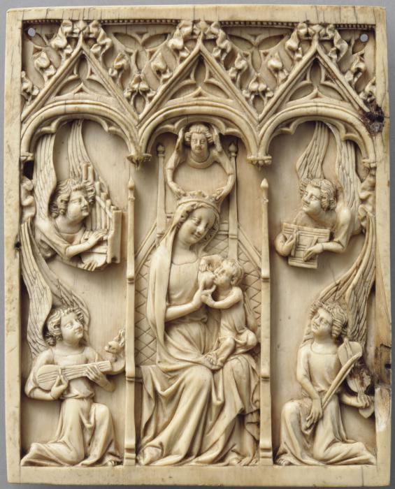 Wing, left (fragment of a diptych), 1 register, 3 arches across (frise d'arcatures; plaquette) (Front)