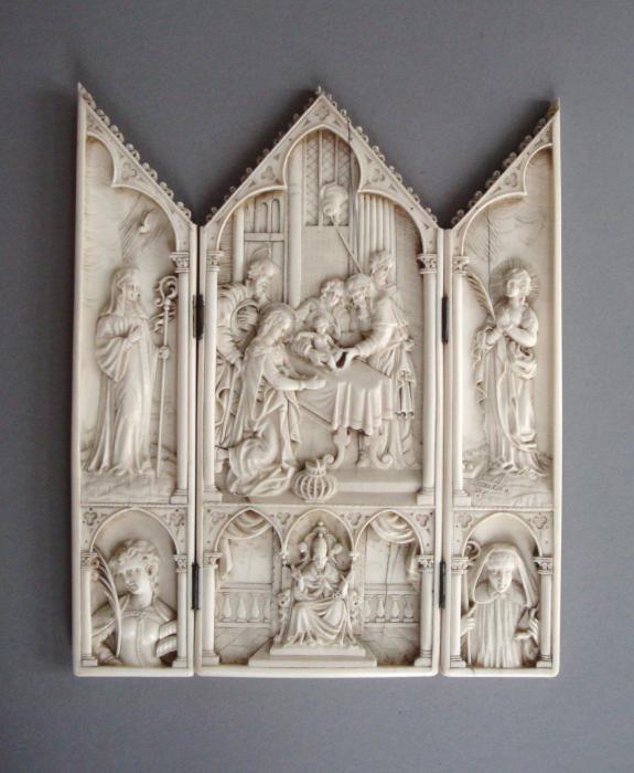 Gabled triptych, 2 registers (colonnettes) (Front)