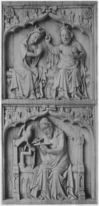 Wing, right (part of a polyptych or triptych), 2 registers, 1 ogee arch across (Front)