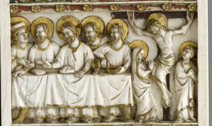 Diptych, 3 registers, bands of rosettes (décor de roses) (Detail)