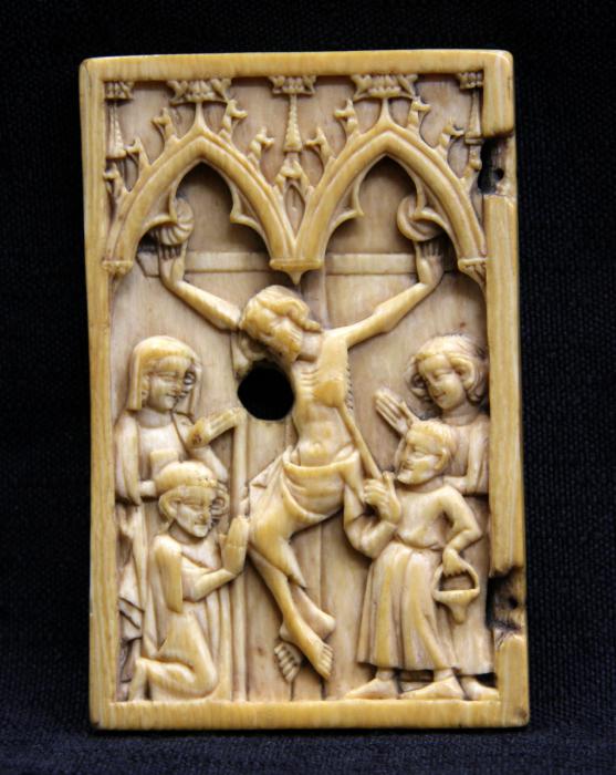 Wing, left (fragment of a diptych), 1 register, 2 arches across (frise d'arcatures; plaquette) (Front)