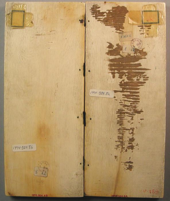 Diptych, 4 registers, bands of rosettes (colonnettes; décor de roses) (Back)