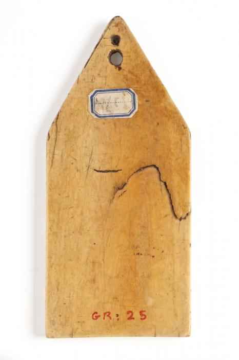 Gabled panel (fragment of a diptych; wing, right), 1 register, 1 arch across (baiser de paix) (Back)