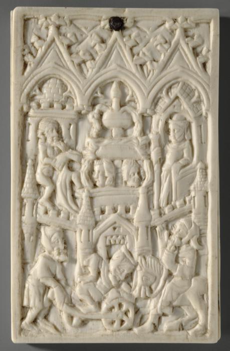 Set of 3 writing tablets and 2 covers, 1 register, 3 arches across (tablettes à écrire; frise d'arcatures; plaquettes) (Front)