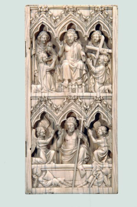 Wing, right (fragment of a diptych), 2 registers, 3 arches across (frise d'arcatures) (Front)