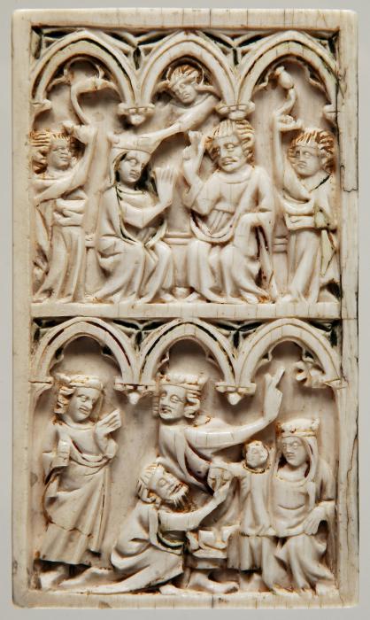 Wing, left (fragment of a diptych), 2 registers, 3 arches across (frise d'arcatures) (Front)