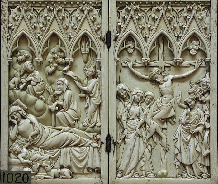 Diptych, 1 register, 3 arches across (plaquettes; frise d'arcatures) (Front)