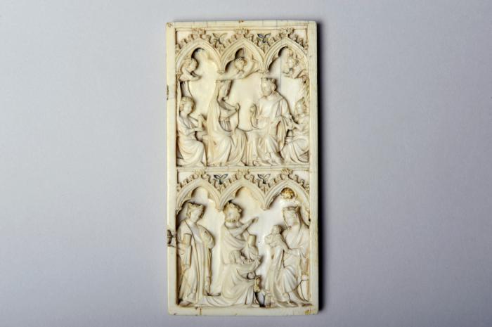 Wing, right (fragment of a diptych), 2 registers, 3 arches across (frise d'arcatures) (Front)