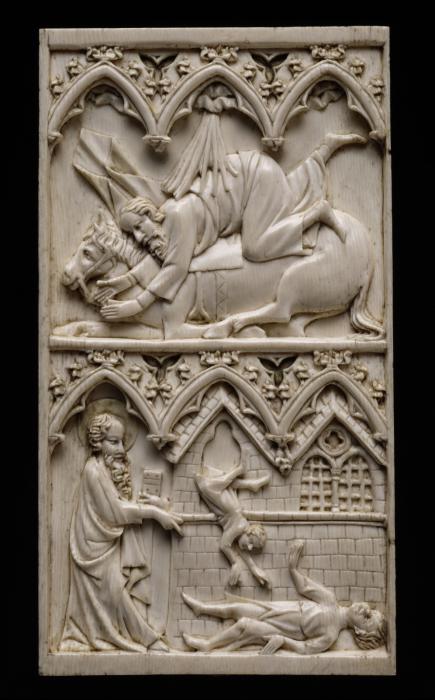 Panel (part of a polyptych), 2 registers, 3 arches across (frise d'arcatures) (Front)