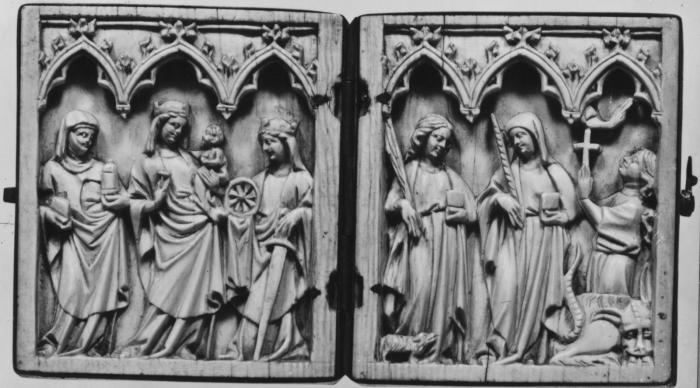 Diptych, 1 register, 3 arches across (plaquettes; frise d'arcatures) (Front)