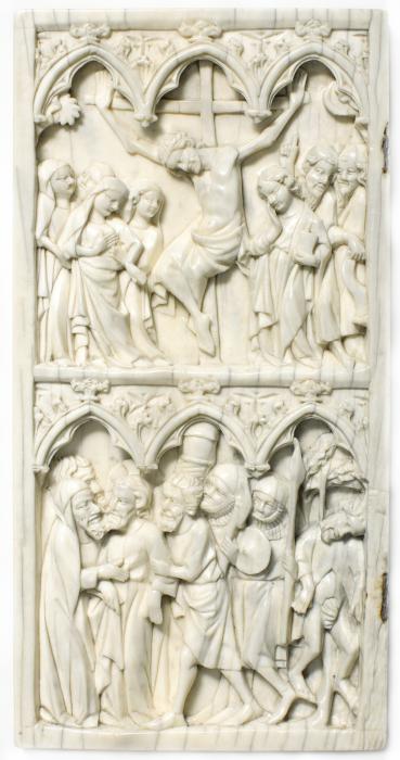 Wing, left (part of a diptych), 2 registers, 3 arches across (frise d'arcatures) (Front)