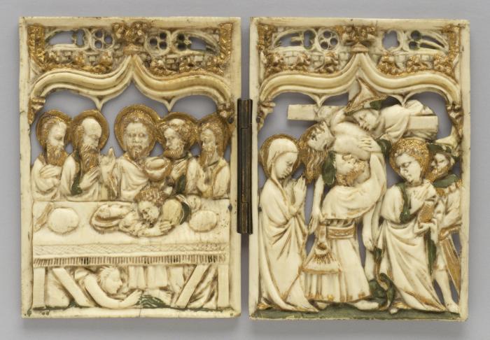 Openwork diptych, 1 register, 1 ogee arch across (plaques ajourées) (Front)