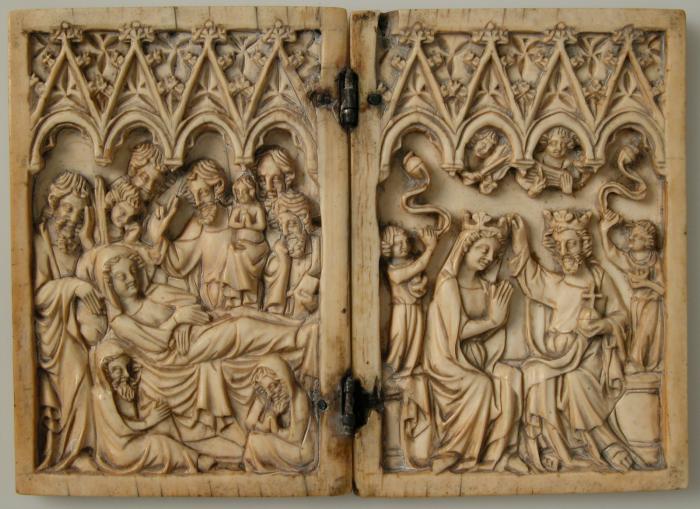 Diptych, 1 register, 4 arches across (plaquettes; frise d'arcatures) (Front)