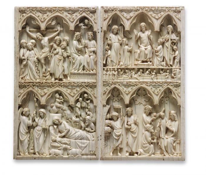 Diptych, 2 registers, 3 arches across (frise d'arcatures) (Front)