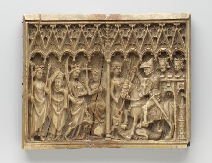Panel (fragment of a casket?), 10 arches across (frise d'arcatures; colonnettes; coffret) (Front)
